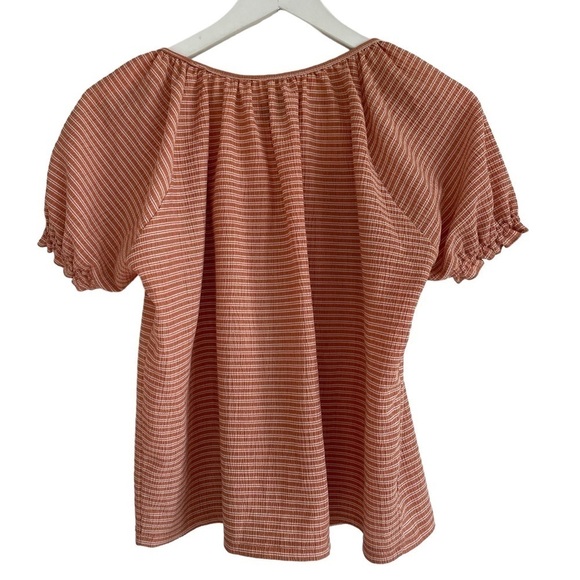 Madewell Texture & Thread Peasant Top, Antique Coral Ellis Stripe, Size S - Picture 5 of 6